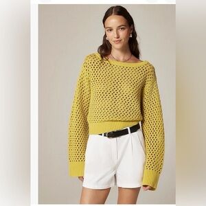 J.Crew Pointelle Boatneck Sweater In Press Avocado Green Chartreuse Sz. S NEW